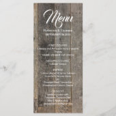 rustieke westerne land houtnerf schuur bruiloft menu (Voorkant)