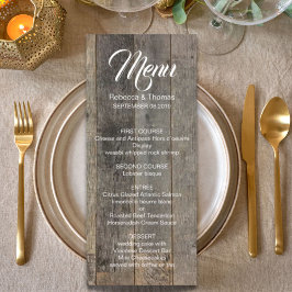 rustieke westerne land houtnerf schuur bruiloft menu