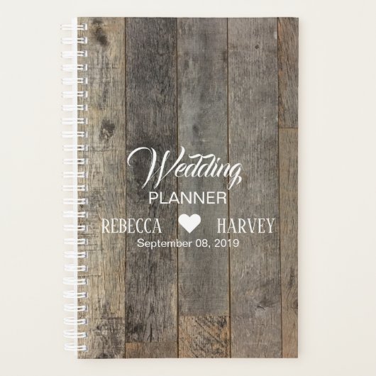 rustieke westerne land houtnerf schuur bruiloft planner (Voorkant)