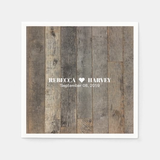 rustieke westerne land houtnerf schuur bruiloft servetten (Voorkant)