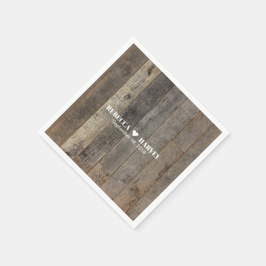 rustieke westerne land houtnerf schuur bruiloft servetten (Hoek)