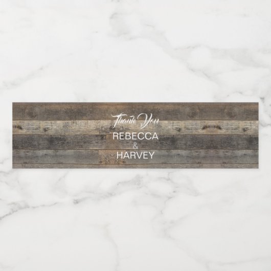 rustieke westerne land houtnerf schuur bruiloft waterfles etiket (Enkel label)