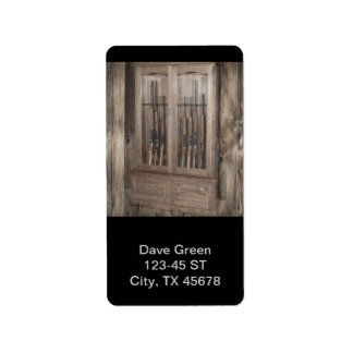 Rustieke Westerne land vuurwapen Pistool kabinet g Etiket