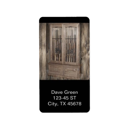 Rustieke Westerne land vuurwapen Pistool kabinet g Etiket (Voorkant)