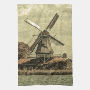 Rustieke westerne landboerderij antiek windmolen theedoek