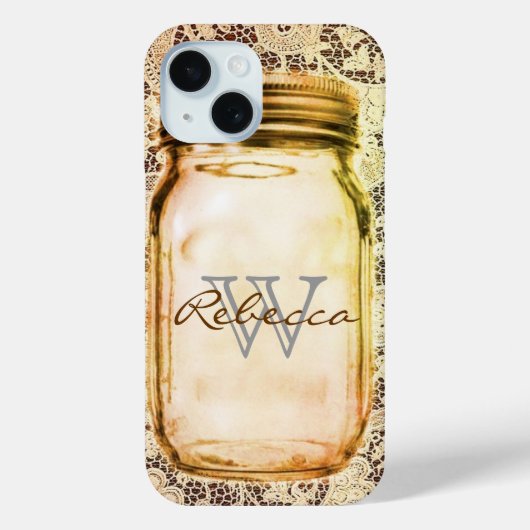 Rustieke westerne landkant aanpasbare mason jar Case-Mate iPhone case (Achterkant)