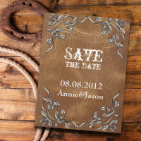 rustieke Westerne Leather Wedding save the date