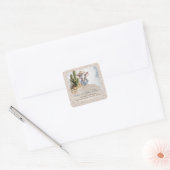 Rustieke Westerne Olifant Cowboy retouradres Vierkante Sticker (Envelop)