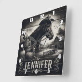 Rustieke Westerne Paard en Boerderij Scene Vierkante Klok (Hoek)