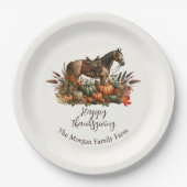 Rustieke Westerne Plezier Paard Thanksgiving Papieren Bordje (Voorkant)