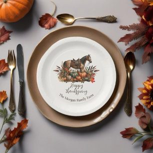 Rustieke Westerne Plezier Paard Thanksgiving Papieren Bordje