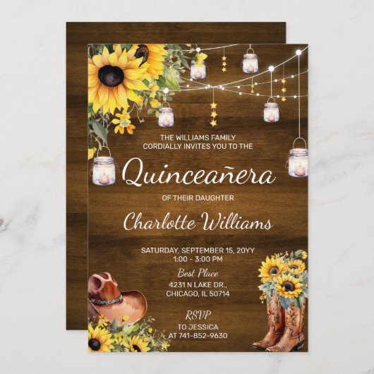 Rustieke Westerne Quinceañera verjaardagsfeestje Kaart (Voorkant / Achterkant)