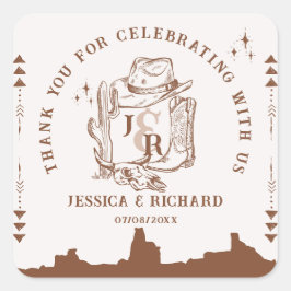 Rustieke Westerne Ranch Boerderij Barn Cowboy Dank Vierkante Sticker