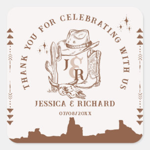 Rustieke Westerne Ranch Boerderij Barn Cowboy Dank Vierkante Sticker