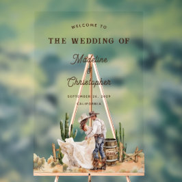 Rustieke Westerne Ranch Country Wedding Welkomstbo Acryl Bord
