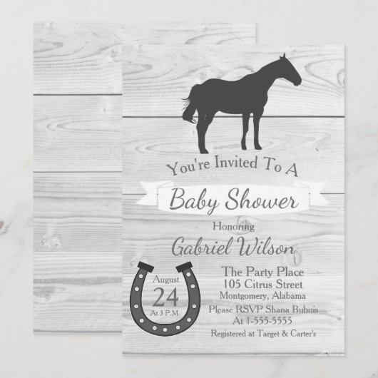 Rustieke Westerne Ranch Grijs Paard & Hoefijzer Kaart (Voorkant / Achterkant)