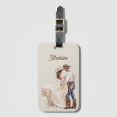 Rustieke Westerne Ranch huwelijkscadeau Bagagelabel (Voorkant (verticaal))