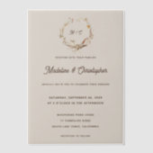 Rustieke Westerne Ranch Monogram Huwelijk Vellum Uitnodigingen (Voorkant)