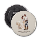 Rustieke Westerne Ranch Wedding Button Flesopener (Voorkant)