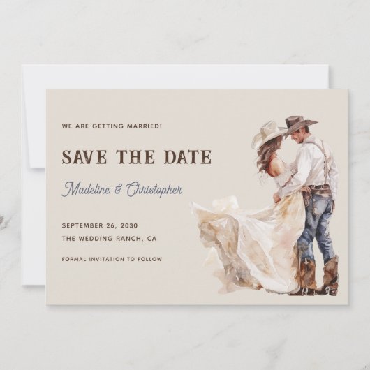Rustieke Westerne Ranch Wedding Save the Date Kaart (Voorkant)