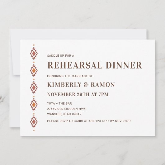 Rustieke Westerne repetitie dineruitnodiging Kaart (Voorkant)