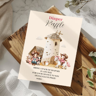 Rustieke Westerne Rodeo Baby shower Diapper Raffle Informatiekaartje