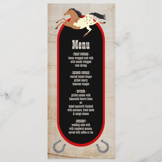 Rustieke westerne rodeo bruiloft Menu (Voorkant)