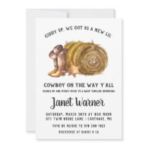 Rustieke Westerne Rodeo Cowboy Baby shower Uitnodi