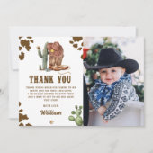 Rustieke Westerne Rodeo Cowboy Verjaardagsfoto Bedankkaart (Voorkant)