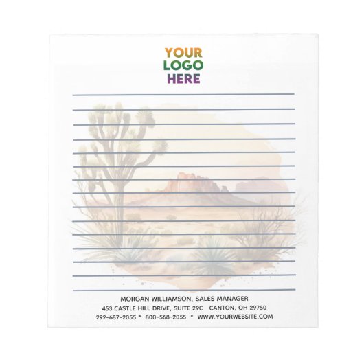 Rustieke Westerne scene Corporate Logo Lined Notitieblok (Voorkant)