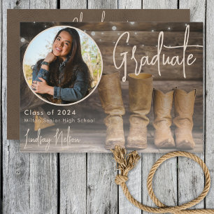 Rustieke Westerne Schuur & Cowboy Boot Foto Afstud Aankondiging