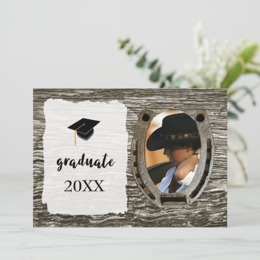 Rustieke Westerne stijl Afstuderen Aankondiging (Staand voorkant)