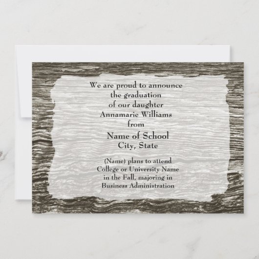 Rustieke Westerne stijl Afstuderen Aankondiging (Achterkant)