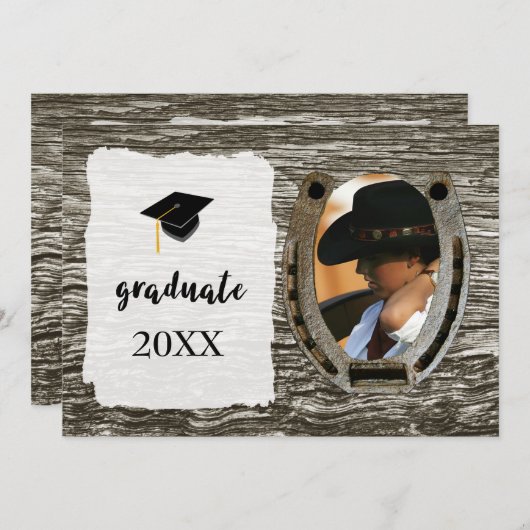 Rustieke Westerne stijl Afstuderen Aankondiging (Voorkant / Achterkant)
