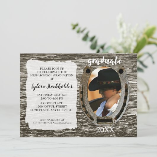Rustieke Westerne stijl Afstuderen Uitnodigen met  Kaart (Staand voorkant)
