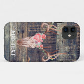 Rustieke Westerne turquoise houten hertenschedel Case-Mate iPhone Case (Achterkant (horizontaal))