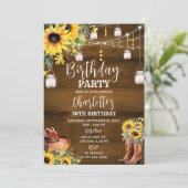 Rustieke Westerne Verjaardagsfeestje zonnebloemen Kaart (Staand voorkant)