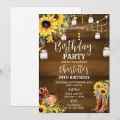 Rustieke Westerne Verjaardagsfeestje zonnebloemen Kaart (Voorkant / Achterkant)