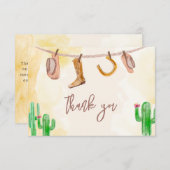 Rustieke Westerne Waterverf Cowboy Baby shower Bedankkaart (Voorkant / Achterkant)