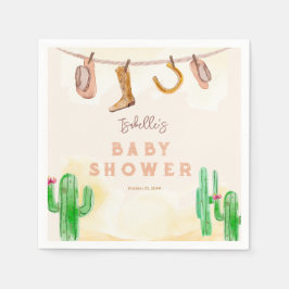 Rustieke Westerne Waterverf Cowboy Baby shower Servet