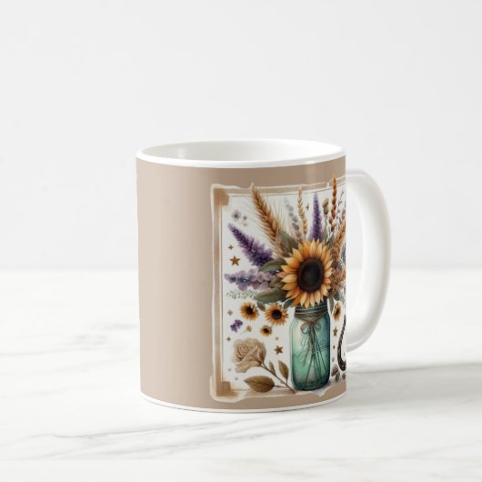 Rustieke Westerne Zonnebloem Mok Gift (Voorkant rechts)