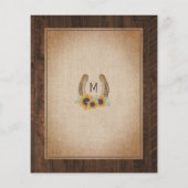 Rustieke Westerne Zonnebloemen Huwelijksmonogram U (Achterkant)