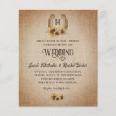 Rustieke Westerne Zonnebloemen Huwelijksmonogram U (Voorkant)