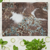 Rustieke Westerne Zuidwest Koeienhuid Leather Name Theedoek (Gevouwen)