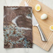 Rustieke Westerne Zuidwest Koeienhuid Leather Name Theedoek (Quarter Fold)