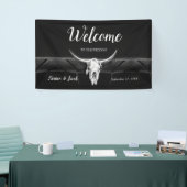 Rustieke Westerne zwart-witte stier schedel welkom Spandoek (Beurs)