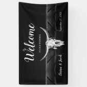 Rustieke Westerne zwart-witte stier schedel welkom Spandoek (Verticaal)