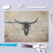 Rustieke Westerne zwarte stier schedel sepia textu Tissuepapier (Craft)