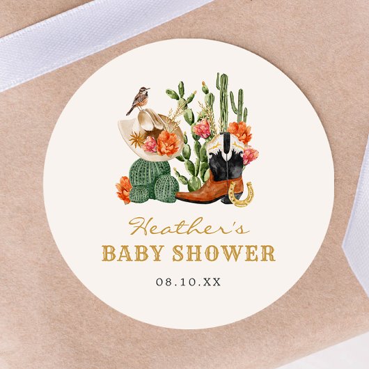 Rustieke Westerse Baby Shower Sticker