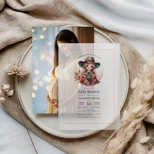 Rustieke Westerse Baby Shower voor Kleine Cowgirl Vellum Uitnodigingen